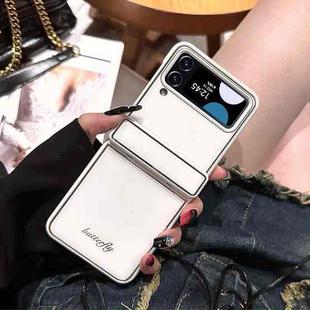 For Samsung Galaxy Z Flip4 Solid Color Series Fold Hinge Phone Case(White)
