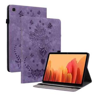 For Samsung Galaxy Tab A7 10.4 2020 T500 Butterfly Rose Embossed Leather Smart Tablet Case(Purple)