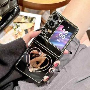 For OPPO Find N2 Flip Love Mirror Style Fold Hinge Phone Case(Black)
