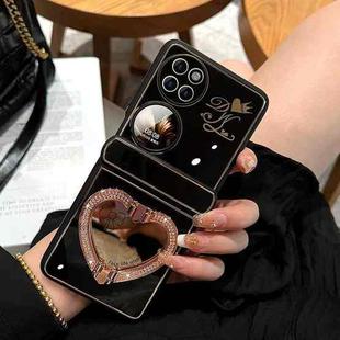 For Huawei P50 Pocket Love Mirror Style Fold Hinge Phone Case(Black)