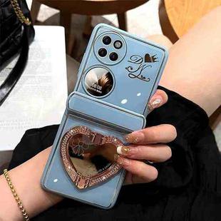 For Huawei P50 Pocket Love Mirror Style Fold Hinge Phone Case(Blue)