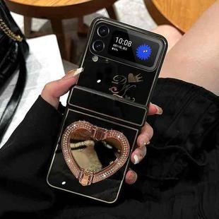 For Samsung Galaxy Z Flip3 5G Love Mirror Style Fold Hinge Phone Case(Black)