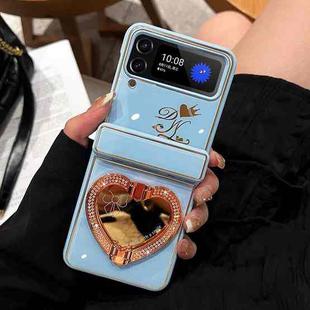 For Samsung Galaxy Z Flip3 5G Love Mirror Style Fold Hinge Phone Case(Blue)