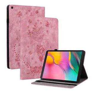 For Samsung Galaxy Tab A 10.1 2019 T510 Butterfly Rose Embossed Leather Tablet Case(Pink)
