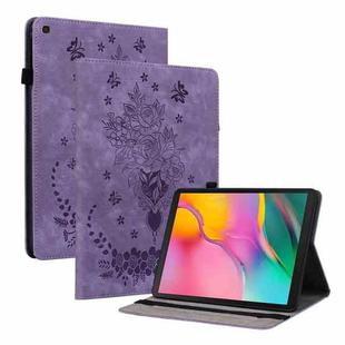 For Samsung Galaxy Tab A 10.1 2019 T510 Butterfly Rose Embossed Leather Tablet Case(Purple)
