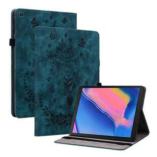 For Samsung Galaxy Tab A 8.0 2019 T290 Butterfly Rose Embossed Leather Tablet Case(Dark Blue)