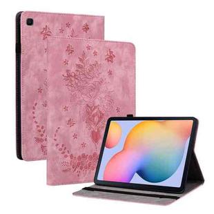 For Samsung Galaxy Tab S5e/T720/T725 Butterfly Rose Embossed Leather Tablet Case(Pink)