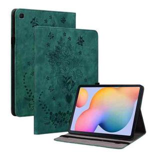 For Samsung Galaxy Tab S5e/T720/T725 Butterfly Rose Embossed Leather Tablet Case(Green)