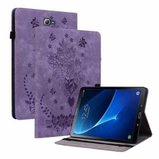 For Samsung Galaxy Tab A 10.1 2016/T580/T585 Butterfly Rose Embossed Leather Tablet Case(Purple)