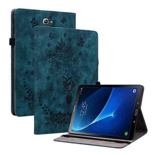 For Samsung Galaxy Tab A 10.1 2016/T580/T585 Butterfly Rose Embossed Leather Tablet Case(Dark Blue)