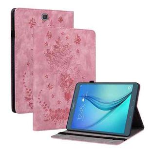 For Samsung Galaxy Tab A 9.7 T550 T555 Butterfly Rose Embossed Leather Tablet Case(Pink)