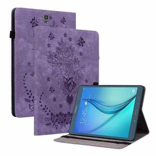 For Samsung Galaxy Tab A 9.7 T550 T555 Butterfly Rose Embossed Leather Tablet Case(Purple)