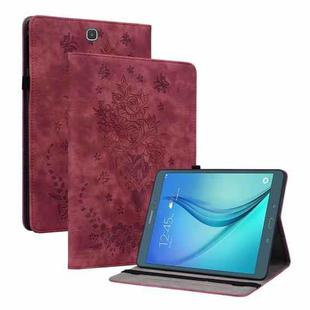 For Samsung Galaxy Tab A 9.7 T550 T555 Butterfly Rose Embossed Leather Tablet Case(Red)