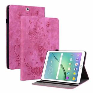 For Samsung Galaxy Tab S2 9.7 T810 T815 Butterfly Rose Embossed Leather Tablet Case(Rose Red)