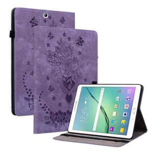 For Samsung Galaxy Tab S2 9.7 T810 T815 Butterfly Rose Embossed Leather Tablet Case(Purple)