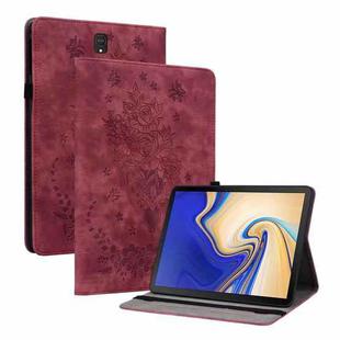 For Samsung Galaxy Tab S4 10.5 SM-T830 Butterfly Rose Embossed Leather Tablet Case(Red)