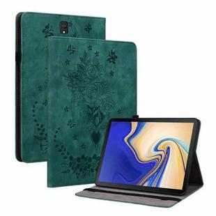 For Samsung Galaxy Tab S4 10.5 SM-T830 Butterfly Rose Embossed Leather Tablet Case(Green)