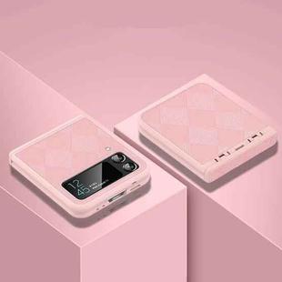 For Samsung Galaxy Z Flip3 5G Diamond Lattice Texture Fold Hinge Phone Case(Pink)