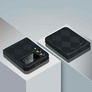 For Samsung Galaxy Z Flip3 5G Diamond Lattice Texture Fold Hinge Phone Case(Black)