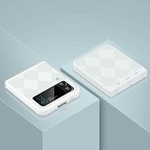 For Samsung Galaxy Z Flip4 Diamond Lattice Texture Fold Hinge Phone Case(White)
