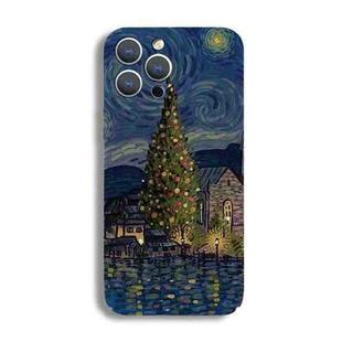 For iPhone 14 Plus Precise Hole Oil Painting Pattern PC Phone Case(Castle)