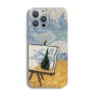 For iPhone 12 mini Precise Hole Oil Painting Pattern PC Phone Case(Landscape Painting)