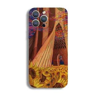 For iPhone 12 Pro Precise Hole Oil Painting Pattern PC Phone Case(Architectural Painting)