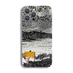 For iPhone 12 Pro Max Precise Hole Oil Painting Pattern PC Phone Case(Inkwash)