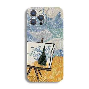 For iPhone 15 Pro Precise Hole Oil Painting Pattern PC Phone Case(Landscape Painting)