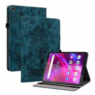 For Lenovo Tab M7 3rd Gen Butterfly Rose Embossed Leather Tablet Case(Dark Blue)