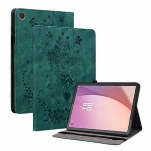 For Lenovo Tab M8 4th Gen TB-300FU Butterfly Rose Embossed Leather Tablet Case(Green)