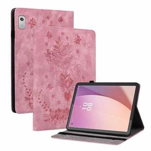 For Lenovo Tab M9 Butterfly Rose Embossed Leather Tablet Case(Pink)