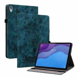 For Lenovo Tab M10 HD 2nd Gen TB-X306X Butterfly Rose Embossed Leather Tablet Case(Dark Blue)