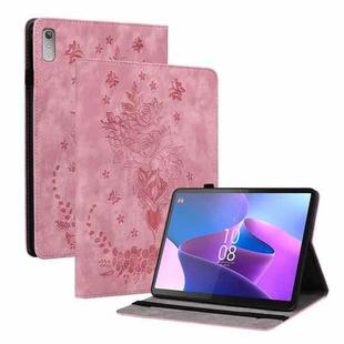 For Lenovo Tab P11 Gen 2 11.5 Butterfly Rose Embossed Leather Tablet Case(Pink)