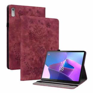For Lenovo Tab P11 Gen 2 11.5 Butterfly Rose Embossed Leather Tablet Case(Red)