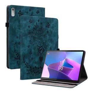 For Lenovo Tab P11 Gen 2 11.5 Butterfly Rose Embossed Leather Tablet Case(Dark Blue)