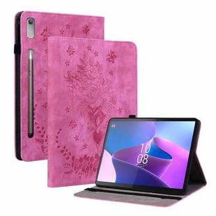For Lenovo Tab P11 Pro Gen 2 11.2 Butterfly Rose Embossed Leather Tablet Case(Rose Red)