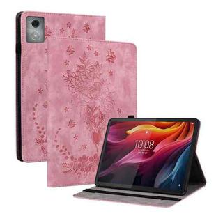 For Lenovo Tab K11 Plus Butterfly Rose Embossed Leather Tablet Case(Pink)