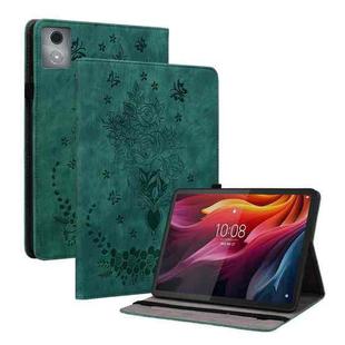 For Lenovo Tab K11 Plus Butterfly Rose Embossed Leather Tablet Case(Green)