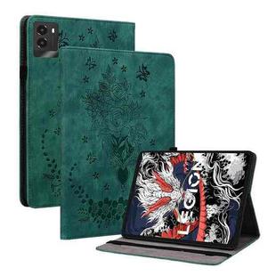 For Lenovo Legion Y700 2025 Butterfly Rose Embossed Leather Tablet Case(Green)