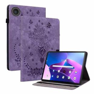 For Lenovo ZhaoYang K10C 10.1 inch Butterfly Rose Embossed Leather Tablet Case(Purple)