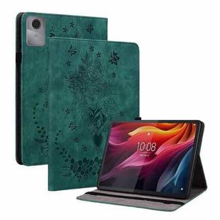 For Lenovo Idea Tab 11 / Xiaoxin Pad 2025 Butterfly Rose Embossed Leather Tablet Case(Green)