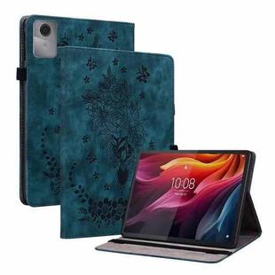 For Lenovo Idea Tab 11 / Xiaoxin Pad 2025 Butterfly Rose Embossed Leather Tablet Case(Dark Blue)