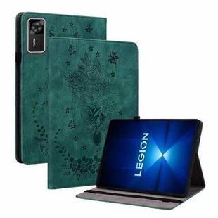 For Lenovo Legion Y700 Gen 4 Butterfly Rose Embossed Leather Tablet Case(Green)