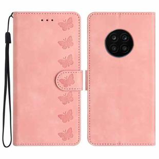 For Honor 50 Lite Seven Butterflies Embossed Leather Phone Case(Pink)