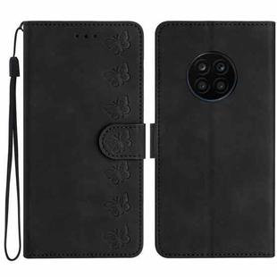 For Honor 50 Lite Seven Butterflies Embossed Leather Phone Case(Black)