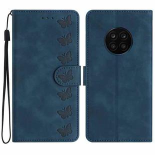 For Honor 50 Lite Seven Butterflies Embossed Leather Phone Case(Blue)