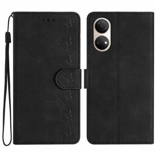 For Honor Play 30 Plus Seven Butterflies Embossed Leather Phone Case(Black)