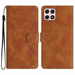For Honor X8 / X30i Seven Butterflies Embossed Leather Phone Case(Brown)