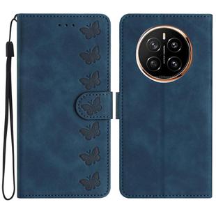 For Honor Magic7 Pro Seven Butterflies Embossed Leather Phone Case(Blue)